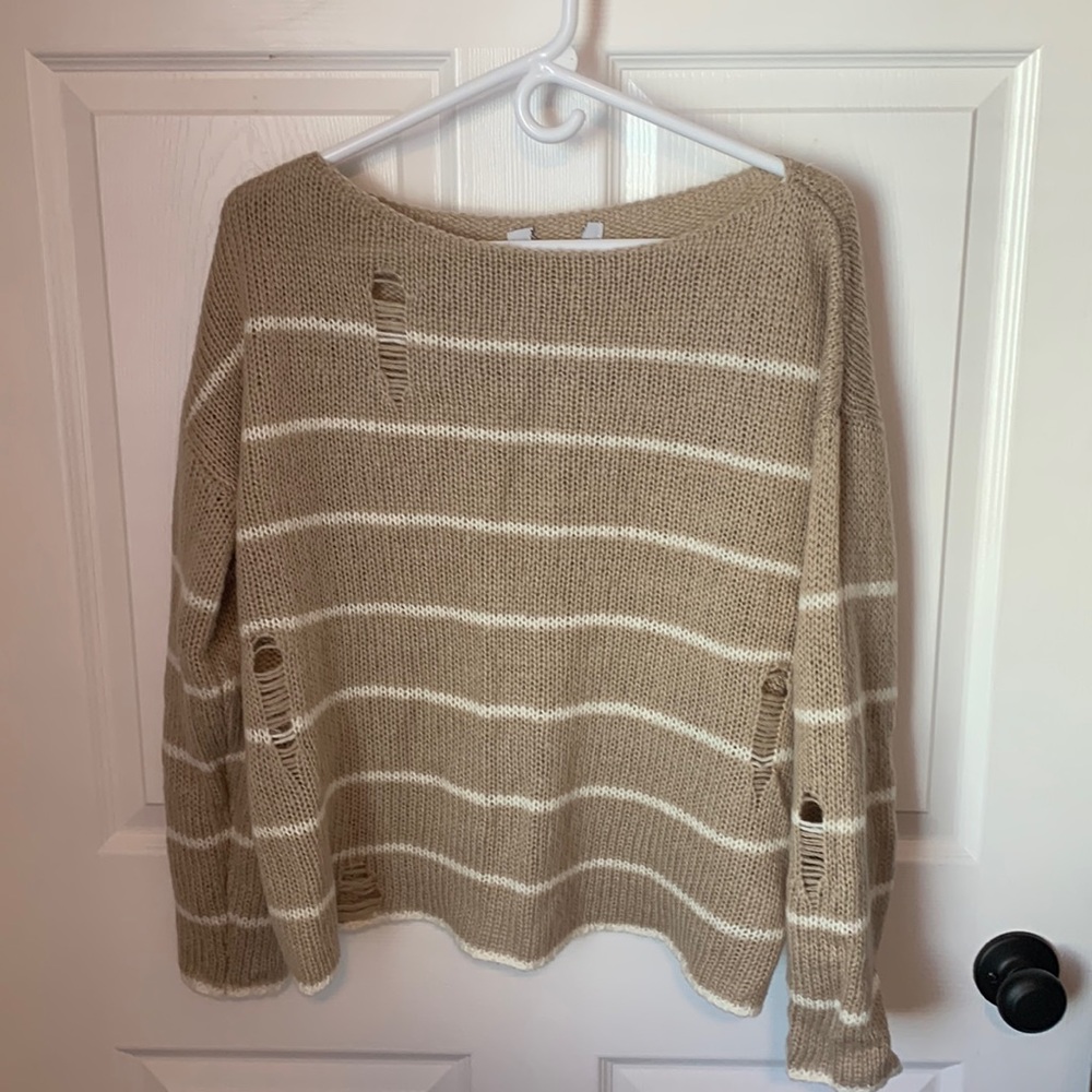Distressed stripe sweater